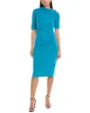 Maggy London Asymmetric Neck Sheath Midi Dress In Blue