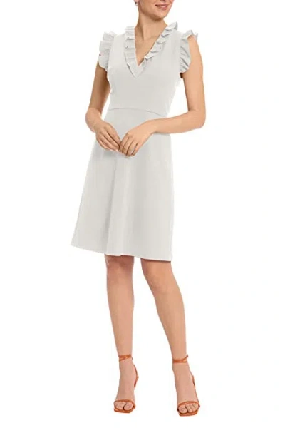 Maggy London G5197m Short Ruflle Cocktail Dress In Neutral