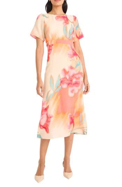 Maggy London Georgette Short Sleeve Midi Dress