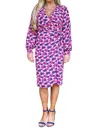 Maggy London Gloria Retro Print Dress In Rose/navy In Multi