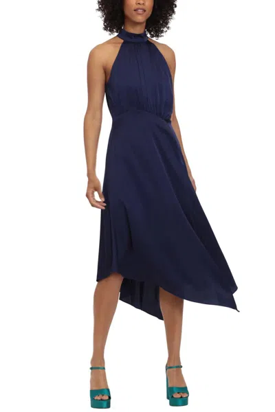 Maggy London Halter Style Midi Dress In Astral Aura In Blue
