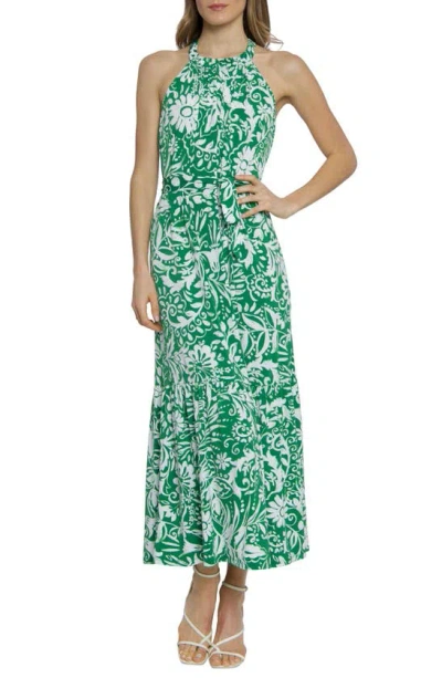 Maggy London High Neck Maxi Dress In Green