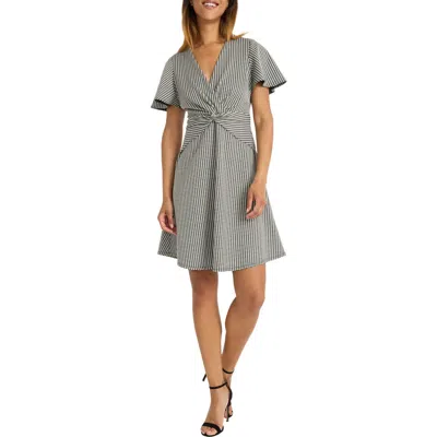 Maggy London Houndstooth Knot Minidress In Black/white