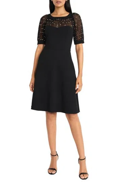 Maggy London Illusion Fit And Flare Dress In Black