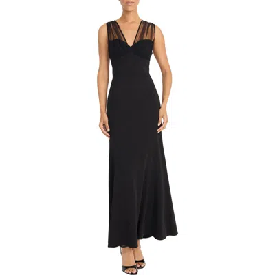 Maggy London Illusion Maxi Cocktail Dress In Black