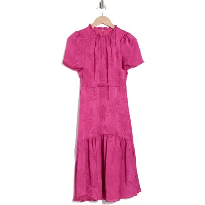 Maggy London Jacquard Midi Dress In Fuchsia