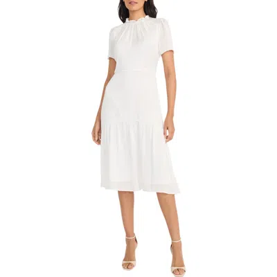 Maggy London Jacquard Midi Dress In White