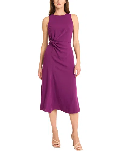Maggy London Twisted Side-waist Sleeveless Midi Dress In Plum Caspia In Purple