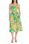 Maggy London Midi Dress In Soft White/golden Olive