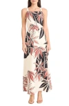 Maggy London Leaf Print Maxi Dress In Multi