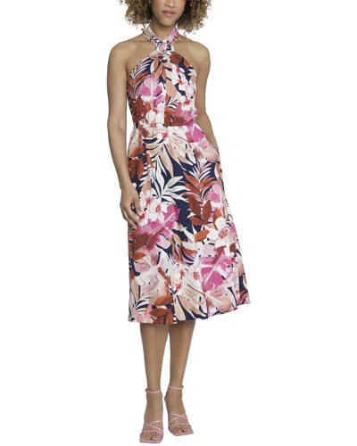 Maggy London Linen-blend Midi Dress In Blue