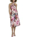 Maggy London Linen-blend Midi Dress In Blue