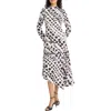 Maggy London Long Sleeve Asymmetric Hem Midi Dress In Multi