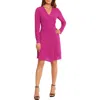 Maggy London Long Sleeve Faux Wrap Dress In Clover Pink