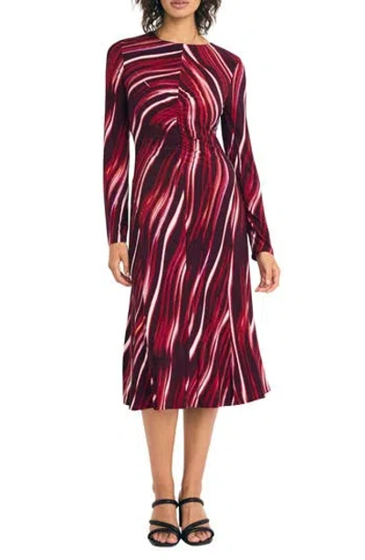 Maggy London Long Sleeve Mesh Midi Dress In Multi