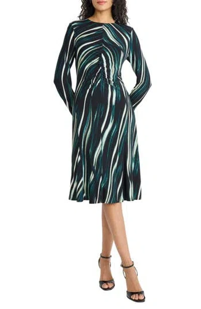 Maggy London Long Sleeve Mesh Midi Dress In Multi
