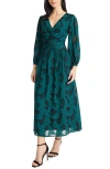 Maggy London Long Sleeve Midi Dress In Green