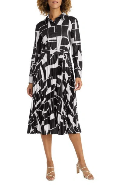 Maggy London Long Sleeve Midi Shirtdress In Black