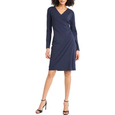 Maggy London Long Sleeve Midi Sweater Dress In Blue