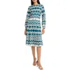 Maggy London Long Sleeve Ruched Waist Midi Dress