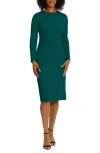 Maggy London Long Sleeve Sheath Dress In Green