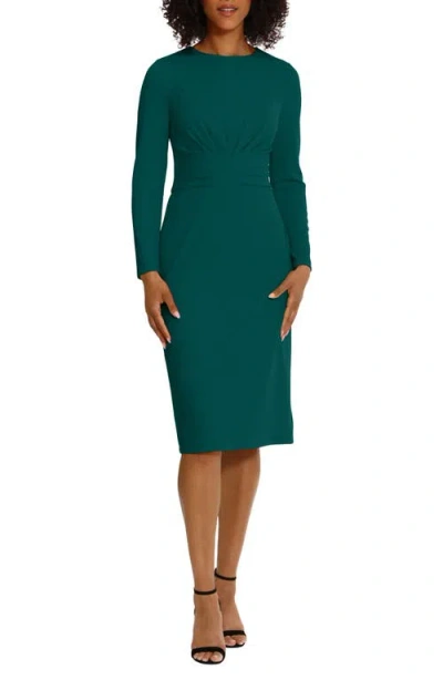 Maggy London Long Sleeve Sheath Dress In Green