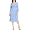 Maggy London Long Sleeve Tie Waist Midi Dress In Hydrangea