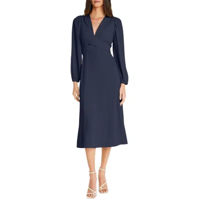 Maggy London Long Sleeve Tie Waist Midi Dress In Nayb