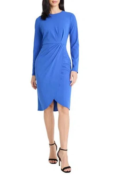 Maggy London Long Sleeve Tulip Dress In Blue