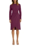 Maggy London Long Sleeve Tulip Dress In Italian Plum