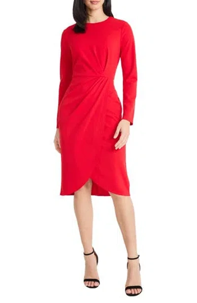 Maggy London Long Sleeve Tulip Dress In Red