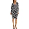 Maggy London Long Sleeve Wrap Dress In Black/ivory