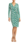 Maggy London Long Sleeve Wrap Dress In Multi