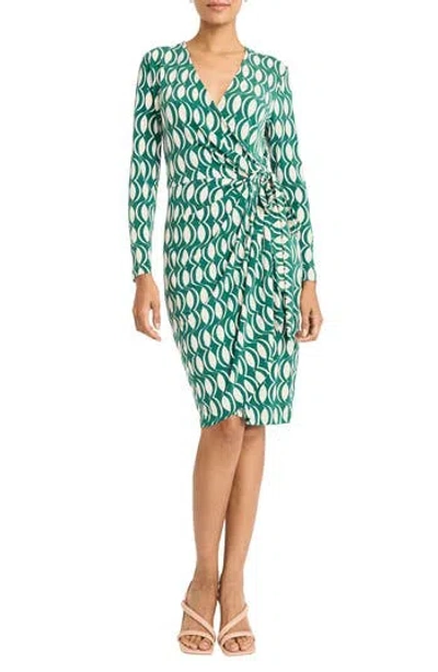 Maggy London Long Sleeve Wrap Dress In Multi
