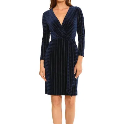 Maggy London Women's Velvet V-neck Long-sleeve Dress In Navy
