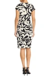 Maggy London Matte Jersey Faux Wrap Dress In Black/ivory