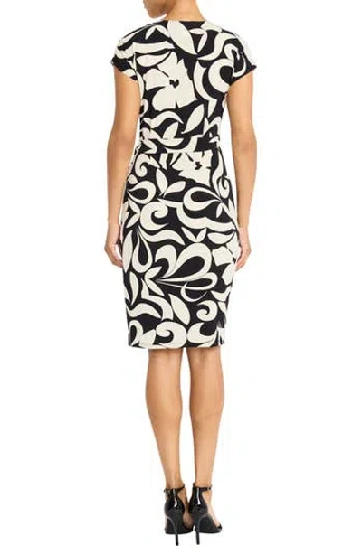 Maggy London Matte Jersey Faux Wrap Dress In Black/ivory