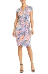 Maggy London Wrap Dress In Ivory/pink