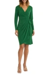 Maggy London Matte Jersey Long Sleeve Wrap Dress In Foilage Green