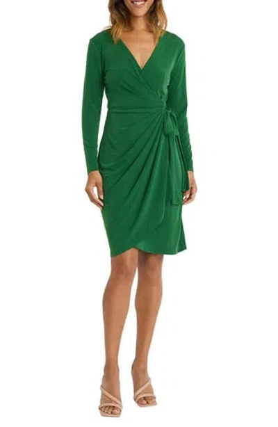 Maggy London Matte Jersey Long Sleeve Wrap Dress In Foilage Green