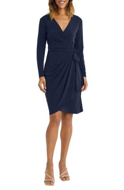 Maggy London Matte Jersey Long Sleeve Wrap Dress In Multi