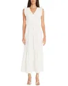 Maggy London V-neck Sleeveless Solid Maxi Dress In White