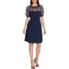 Maggy London Mesh Illusion Short Sleeve Dress In Twilight N