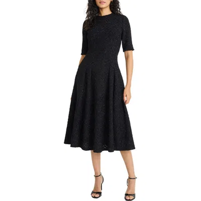 Maggy London Metallic Fit & Flare Midi Dress In Black
