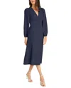 Maggy London Long Sleeve Tie Waist Midi Dress