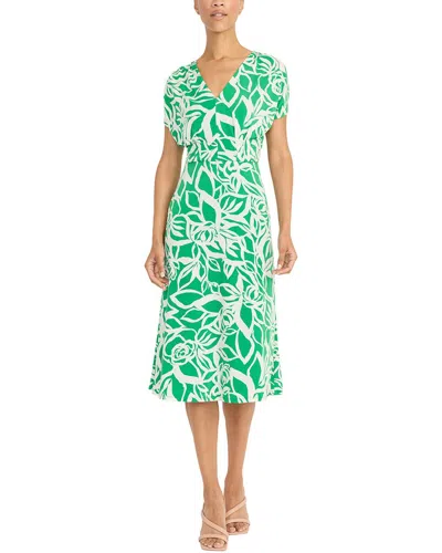 Maggy London Midi Dress In Green/ivory