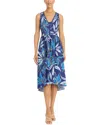 Maggy London Womens Hi-low Cotton Midi Dress In Blue