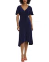 Maggy London Ruched Flutter Sleeve Midi Dress