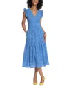 Maggy London Eyelet Ruffle Sleeve Tiered Dress