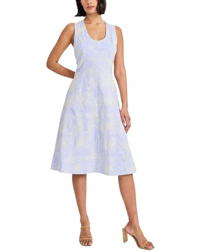 Maggy London Sleeveless Cotton Blend Midi Dress In Blue